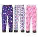 Godderr 3 Pack Girls Baby Winter Leggings Print Fleece Lined Leggings for Kids Toddler 3-12Y Baby Thick Warm Cotton Leggings Stretch Pants