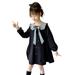 YDOJG Dresses For Girls Toddler Children Kids Long Sleeve Plaid Bowknot Princess Dress Outfits Clothes For 6-8 Years