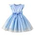 YDOJG Dresses For Girls Toddler Kids Children Baby Bowknot Ruffle Short Sleeve Tulle Birthday Dresses Patchwork Party Dress Princess Dress Outfits Clothes For 4-5 Years