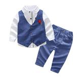 TOWED22 Baby Boy Outfits Suits Formal Clothes Sets Toddler Boys Long Sleeve T Shirt Tops Vest Coat Pants Child (Blue 6-7 Y)