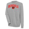 Men's Antigua Heather Gray Cincinnati Bengals Victory Chenille Pullover Sweatshirt