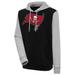 Men's Antigua Black/Heather Gray Tampa Bay Buccaneers Victory Colorblock Pullover Hoodie