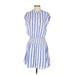 Rails Casual Dress - Mini Crew Neck Short sleeves: Blue Print Dresses - Women's Size X-Small