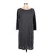 Gap Casual Dress - Sweater Dress Scoop Neck 3/4 sleeves: Gray Dresses - Women's Size Medium