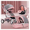 Baby Stroller Carriage High Landscape Luxury Pram Stroller for Newborn and Toddler,Foldable Aluminum Alloy Prams Anti-Shock Toddler Pushchair Strollers (Color : Pink)