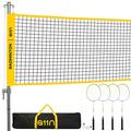 A11N Tragbares Badminton-Set – inklusive Netz, 4 Schläger, 2 Federbälle und Tragetasche – für Hinterhof, Strand und Park