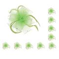 10 set Wedding Bridal Ladies Prom Rose Feather Fascinator Hair Clip Lime Green