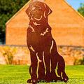 Black Chocolate Labrador Garden Ornament Christmas Dog Lover Gift Brown Lab Related Statue Figurine Metal Home Decor Sculpture (Red Yellow Brown Lab - Natural Oxidised)