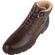 ABSOLUTE FOOTWEAR Mens Lace Up Smart Casual Faux Leather High Top Walking Chelsea Boots - Brown - UK 9 / EU 43