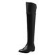 Momolaa Womens Over Knee High Boot SIZE 7 Thigh High Boot Low Heel Flat Winter Long Boot Leather Over The Knee Boots Shoe Long Tall Stretch Riding Over The Knee Boots Ladies Office Boots Black