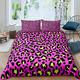 Leopard Print Duvet Cover Girly Chic Cheetah Print Bedding Set For Kids Children Teens Wild Animal Theme Comforter Cover Luxury Bright Pink Black Decor Bedspread Cover Double Size Zipper