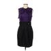 BCBGMAXAZRIA Casual Dress - Sheath Crew Neck Sleeveless: Purple Print Dresses - Women's Size 8