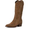 Westernstiefel TAMARIS, Damen, Gr. 36, Normalschaft, braun, Veloursleder, unifarben, modisch, Schuhe, Blockabsatz, Cowboystiefel in spitzer Form