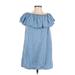 Zara Casual Dress - Shift Boatneck Short sleeves: Blue Print Dresses - Women's Size X-Small