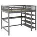 Geramiah Full Loft Bed w/ Bookcase by Harriet Bee Wood in Gray | 68.3 H x 57.2 W x 79.7 D in | Wayfair 2570D0210B324CE3A84155B454251AD1