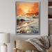 Dovecove Orange Teal Sunrise On The Beach II - Nautical & Beach Canvas Art Print Metal in Brown/Orange/White | 32 H x 16 W x 1 D in | Wayfair
