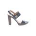 Tommy Hilfiger Heels: Blue Print Shoes - Women's Size 9 1/2 - Open Toe