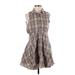 Shein Casual Dress - Shirtdress High Neck Sleeveless: Tan Print Dresses - Women's Size 11