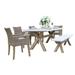 Cordelia 6-Piece Ivory Composite, Wheat Wicker and Eucalyptus Wash Rectangle Dining Set