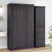 Twin/Full Size Murphy Bed with 3 Storage Drawers and Wardrobe, Modern Wall Bed Can Be Folded into a Cabinet, Murphy Bed Frame