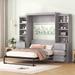 Twin/Full Murphy Bed Space-Saving Wall Bed with Storage Shelves and Drawers for Multipurpose Guest Room or Home Office