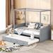 Twin Size Space-saving Canopy Bed with Twin Size Trundle Daybed, 77.6"L x 41.3"W x 66.1"H