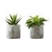 Artificial Plant, 6" Tall, Succulent, Indoor, Faux, Fake, Table, Greenery, Potted, Set Of 2, Decorative, Green Leaves