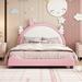 Pink-Fairytale Full size Upholstered Bed With Unicorn Shape Headboard
