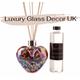 Luxury Reed Diffuser Mouth Blown Glass Heart Red White Brown Effect