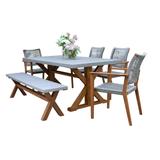 Nadine 6-piece Eucalyptus and Composite Dining Set With Bench and Stacking Armchairs