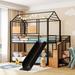 Modern Twin Over Twin Metal Bunk Bed with Slide Metal Housebed & Storage Stair Loft Bed for Teens, Boys Dorm, Bedroom