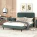 Green Classic Full Size Comfy Velvet House Bed, Upholstered Platform Bed