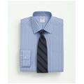 Brooks Brothers Men's Stretch Supima Cotton Non-Iron Poplin Ainsley Collar, Striped Dress Shirt | Blue | Size 15½ 33