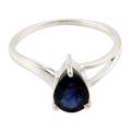 Blue Tiara,'Sterling Silver Solitaire Ring with Beautiful Sapphire Stone'