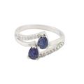 Wise Splendor,'Cubic Zirconia Cocktail Ring with Faceted Sapphire Jewels'