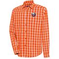 Men's Antigua Orange New York Islanders Carry Tri-Blend Button-Down Long Sleeve Shirt