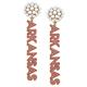 Women's CANVAS Style Arkansas Razorbacks Pearl Cluster Dotted Enamel Drop Earrings
