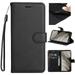 K-Lion Wallet Case for iPhone 15 Plus Retro Solid Color Premium PU Leather Card Slots Flip Case Business Style Shockproof Kickstand Protective Case Cover with Wrist Strap Black