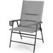 Patio Chairs Folding No Assembly High Back Cushioned Heavy Duty Steel Frame Outdoor Chair with Cup Holder Supports up to 330lbs for Camping Lawn Garden Yard Picnic Baclony (1 Grey)