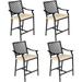 Set of 4 Patio Bar Chairs Outdoor High Chairs with Cushion Metal Bistro Stool All Weather Patio Dining Chairs Garden Backyard Porch Lawn Poolside