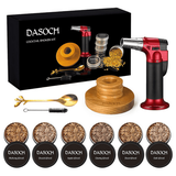 Cocktail Smoker Kit with Torch - 6 Flavors Wood Chips Bourbon Whiskey Smoker Infuser Kit Old Fashioned Drink Smoker Kit Birthday Bourbon Whiskey Gifts for Men Dad Husband (Without Butane) RED