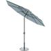 8 Feet Outdoor Umbrella With Sunbrella Canvas Haze Acrylic Fabric - Auto-Tilt Aluminum Frame Patio Umbrella For Deck Garden Pool - Black Pole