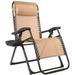 Zero Gravity Chairs X-Large Outdoor Lounge Lawn Chair with Cup Holder & Detachable Headrest Adjustable Folding Patio Recliner for Pool Porch Deck Oversize (Beige)