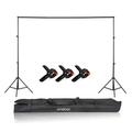 Tomshoo 2 * 2m6.6 * 6.6ft Studio Backdrop Stand Bracket Aluminum Alloy Adjustable Photography Background Support System with Carrying Bag 3pcs Backdrop Clamps