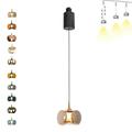 FSLiving Track Light Pendants 5W Adjustable Levitate J-Type Retractable Track Pendant Light with Macaron Pendants Indoor Island Light Adjustable Height Warm White 3000K for Kitchen Khaki - 1 PCS