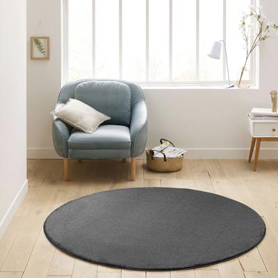 Teppich MY HOME "Kurzflor-Webteppich GRANADA 4800, uni Soft Touch", grau (dunkelgrau), H:20mm Ø:150cm, Polypropylen, Teppiche, leichter Glanz, auch in rund, Wohnzimmer, Schlafzimmer, Kinderzimmer Image