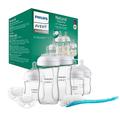 Philips Avent Natural Response Newborn Glass Gift Set - 5 x Baby Bottles, 2 x Philips Avent Ultra Soft Soother 0-6 Months, Bottle Brush, BPA Free (Model SCD879/11)