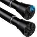 2PCS Spring Tension Curtain Rod 28 To 48 Inch Adjustable Expandable Black Tension Rod 7/8" Shower Curtain Rods No Drilling Spring Loaded Curtain Rod for Windows Bathroom Closet Bedroom Doorway Door