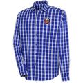 Men's Antigua Royal New York Islanders Carry Tri-Blend Button-Down Long Sleeve Shirt