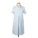 Top It Off Casual Dress - A-Line High Neck Short sleeves: Blue Dresses - Women's Size Medium